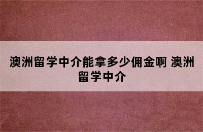 澳洲留学中介能拿多少佣金啊 澳洲留学中介